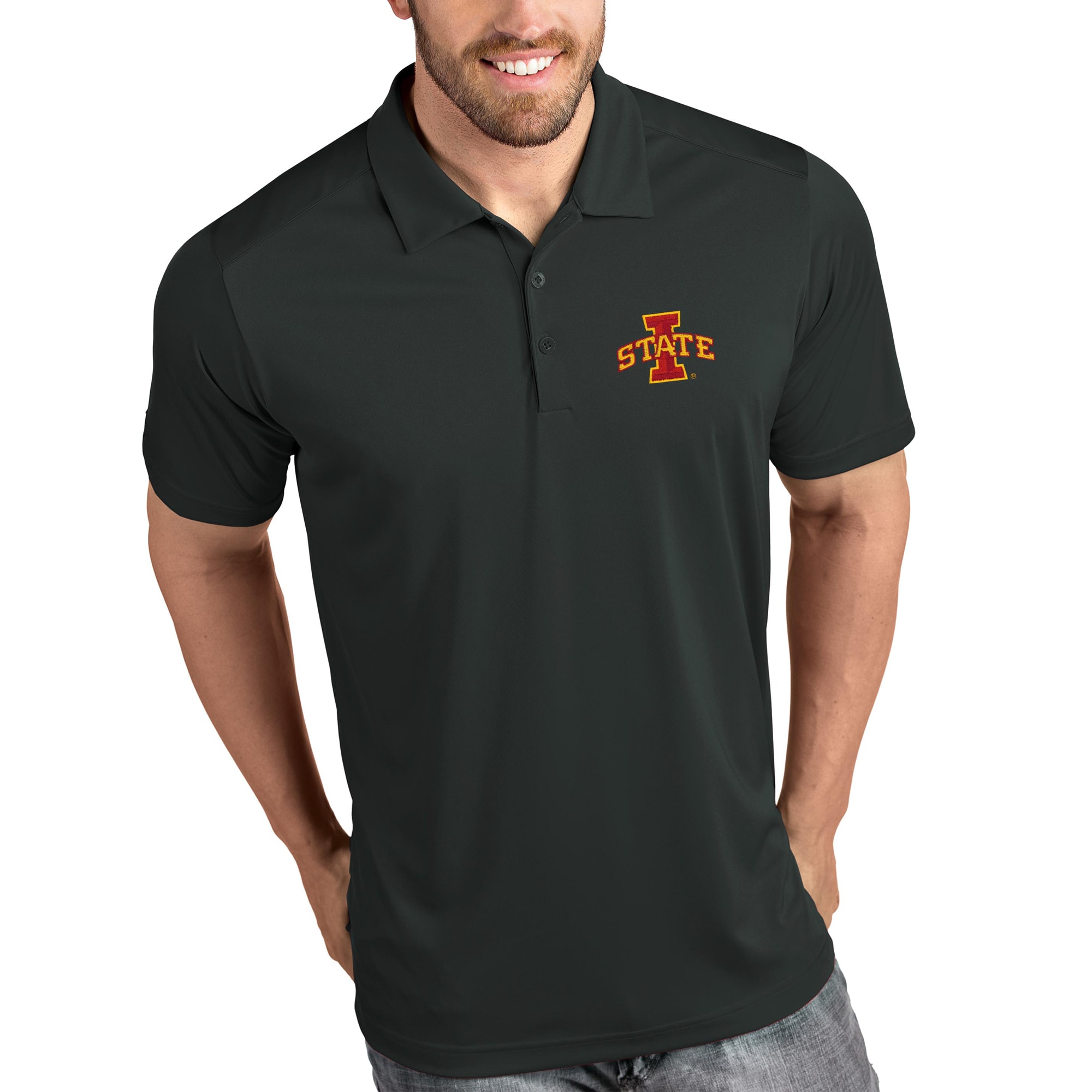 Iowa State Cyclones Antigua Tribute Polo - Charcoal